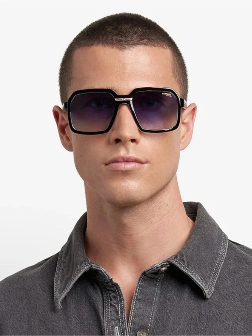 Carrera Black Frame Sunglasses with Brown Gradient Lenses and Gold Accent